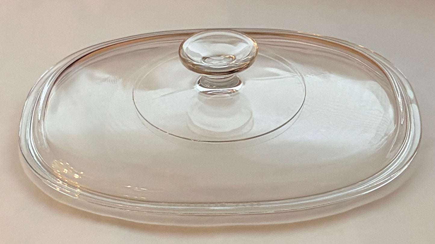 Pyrex F-12-C Replacement Lid — Oval Clear Glass Lid for CorningWare 1.5 Qt Casserole