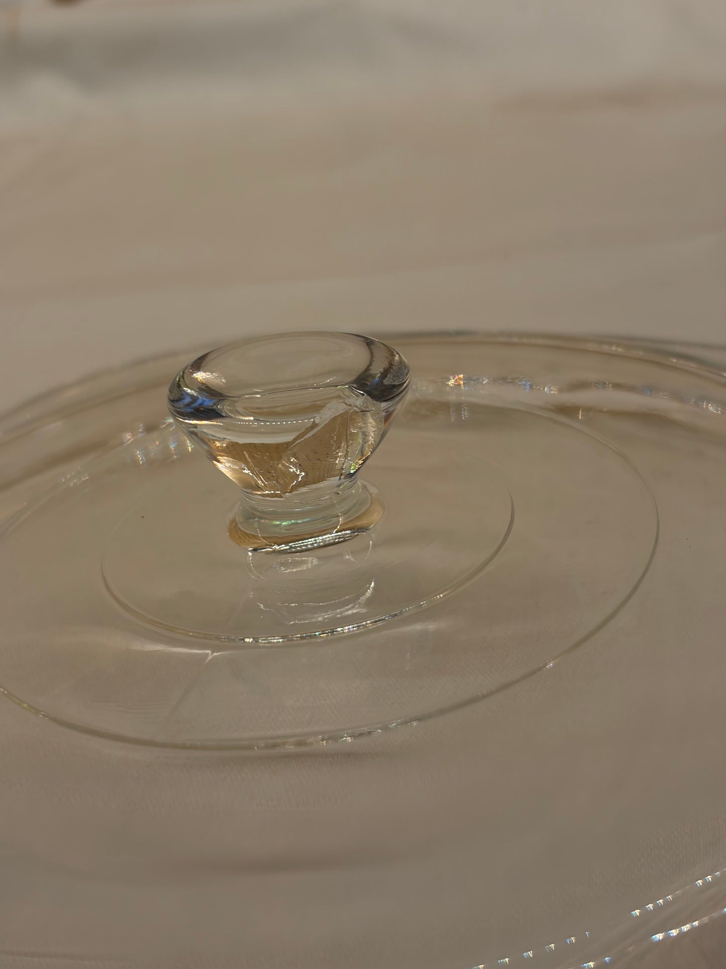 Pyrex A-11-C Replacement Lid — Round Clear Glass Lid 7" — Chipped Knob — AS-IS