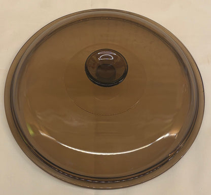Corning Visions Pyrex Replacement Lid — 10" Amber Glass Round Lid — Marked Pyrex B
