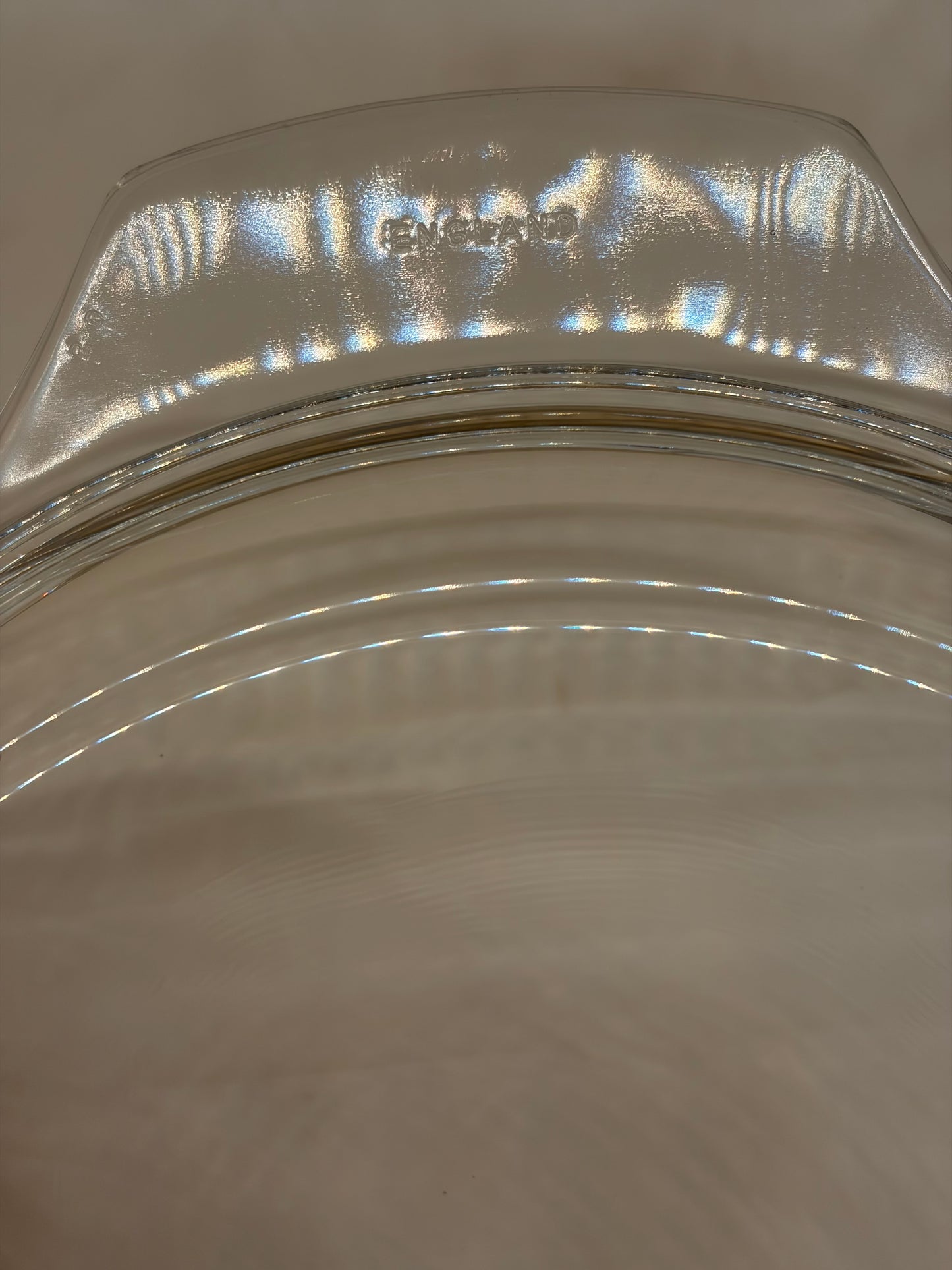 Pyrex England 2D Replacement Lid — Round Clear Glass Lid with Handles — British Pyrex
