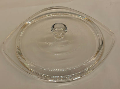 Pyrex A-11-C Replacement Lid — Round Clear Glass Lid 7" — Chipped Knob — AS-IS