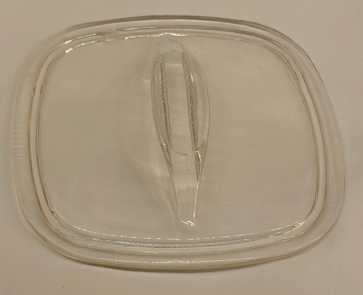 Pyrex Square Clear Glass Replacement Lid — 6.5" Fin Style Handle — Chipped Rim — AS-IS
