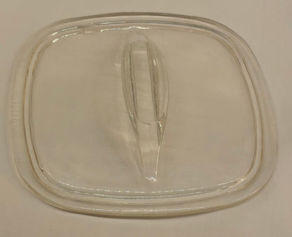 Pyrex Square Clear Glass Replacement Lid — 6.5" Fin Style Handle — Chipped Rim — AS-IS