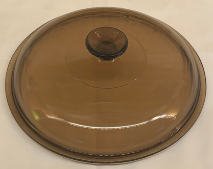 Corning Visions Pyrex Replacement Lid — 10" Amber Glass Round Lid — Marked Pyrex B