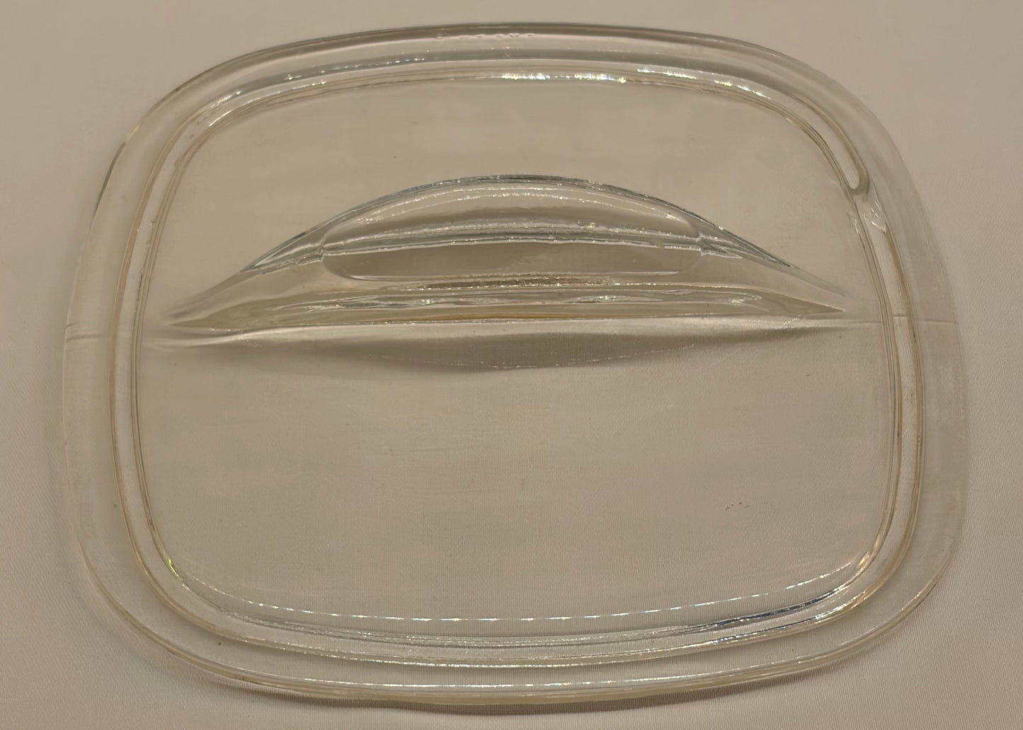 Pyrex Square Clear Glass Replacement Lid — 6.5" Fin Style Handle — Chipped Rim — AS-IS