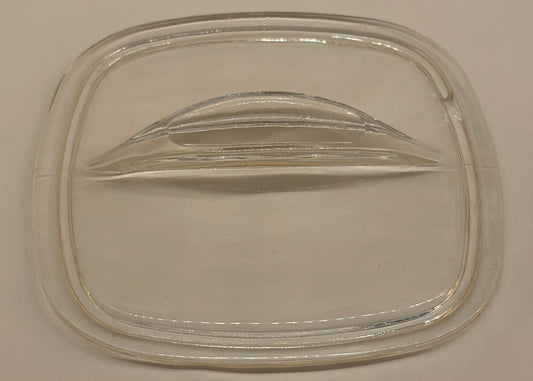 Pyrex Square Clear Glass Replacement Lid — 6.5" Fin Style Handle — Chipped Rim — AS-IS