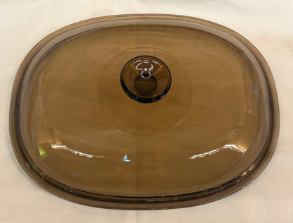 Pyrex F-14-C Replacement Lid — Amber Glass Oval Lid for CorningWare French White Roaster