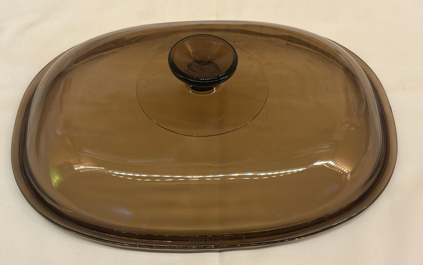 Pyrex F-14-C Replacement Lid — Amber Glass Oval Lid for CorningWare French White Roaster