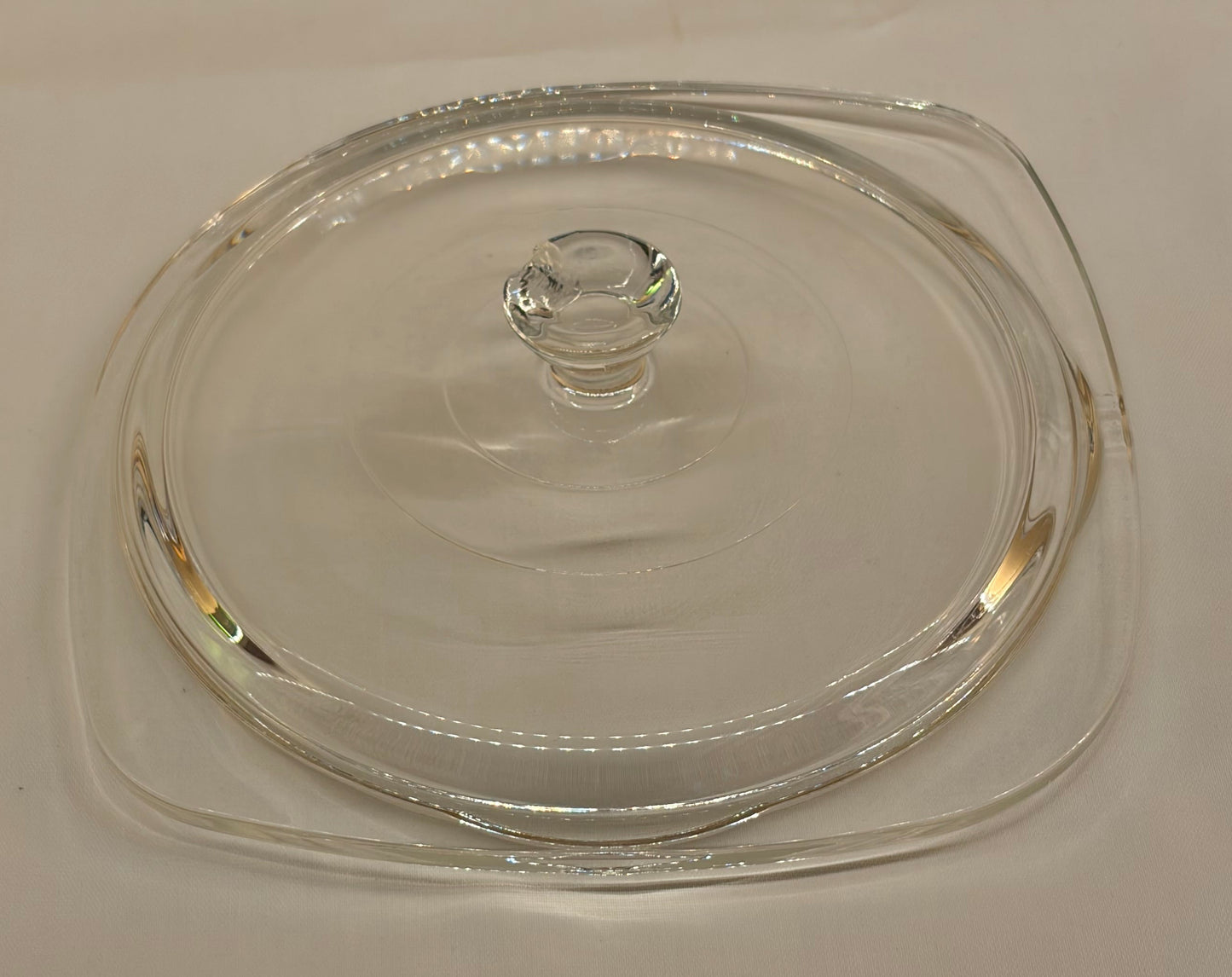 Pyrex A-11-C Replacement Lid — Round Clear Glass Lid 7" — Chipped Knob — AS-IS