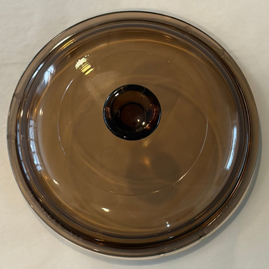 Visions V-1-C Replacement Lid — Amber Glass Round Lid for Visions 1 Qt Saucepan — Plain Knob
