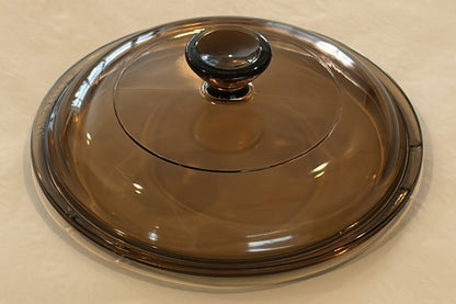 Visions V-1-C Replacement Lid — Amber Glass Round Lid for Visions 1 Qt Saucepan — Plain Knob
