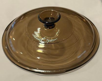 Visions V-2.5-C Replacement Lid — Amber Glass Round Lid for Visions 2.5L Saucepan — Ribbed Knob