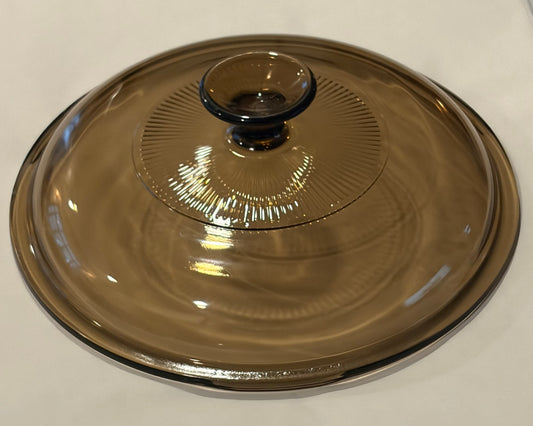 Visions V-2.5-C Replacement Lid — Amber Glass Round Lid for Visions 2.5L Saucepan — Ribbed Knob