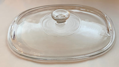 Pyrex DC1.5-C Replacement Lid — Oval Clear Glass Lid for CorningWare — Plain Knob