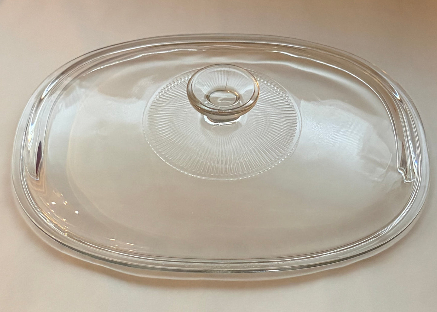 Pyrex DC1.5-C Replacement Lid — Oval Clear Glass Lid for CorningWare — Plain Knob