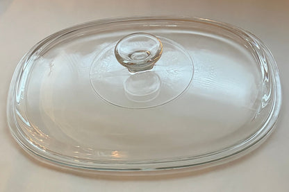 Pyrex DC1 1/2-C Replacement Lid — Oval Clear Glass Lid for CorningWare — Starburst Ribbed Knob